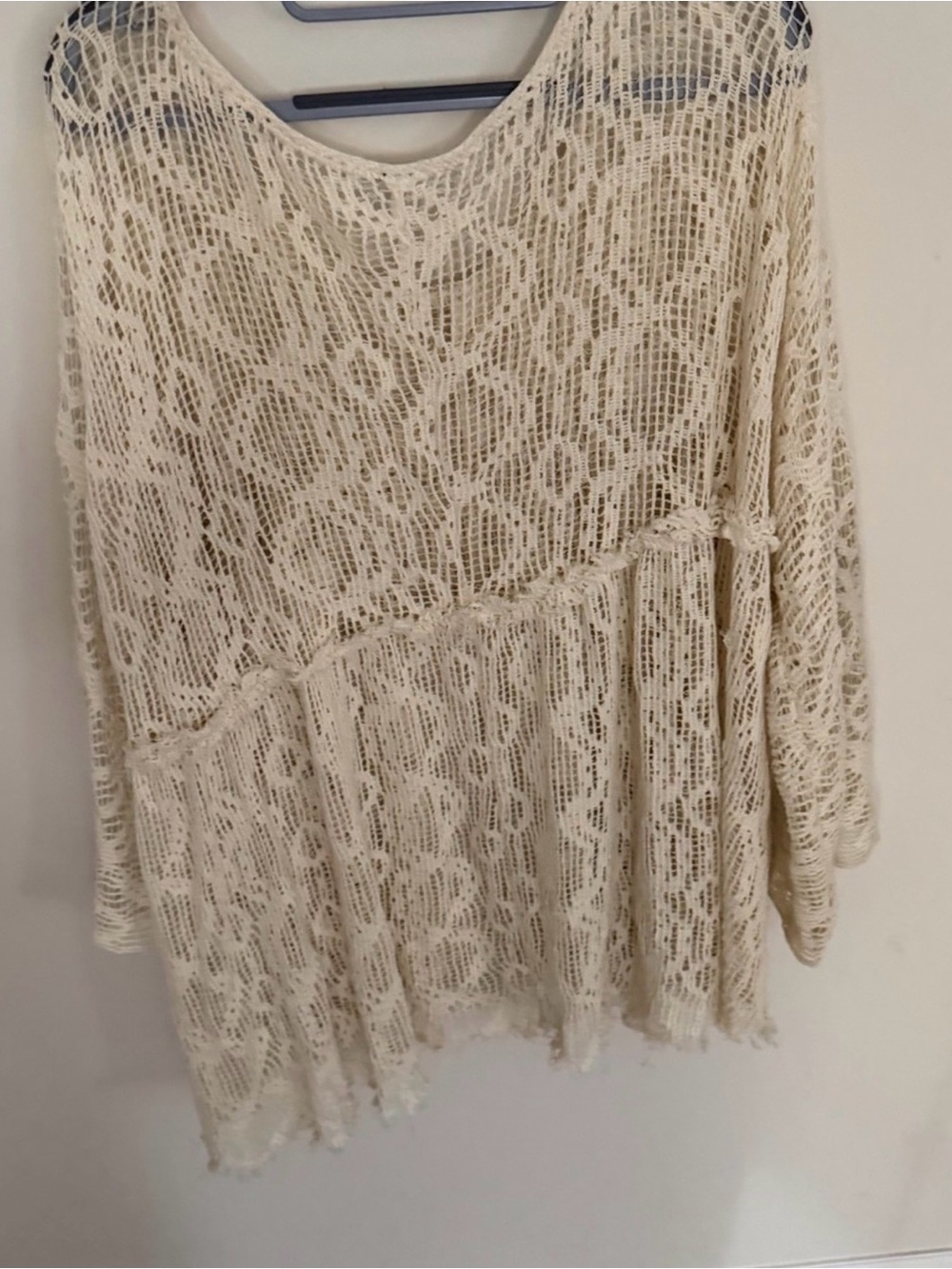 Free People Allover Crochet Bell Sleeve boho M